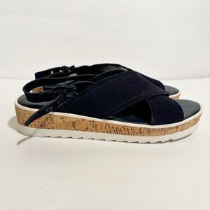 Marc Fisher Womens Glitze-T Sandals Sport Criss Cross Straps Wedge Cork‎ Size 7M